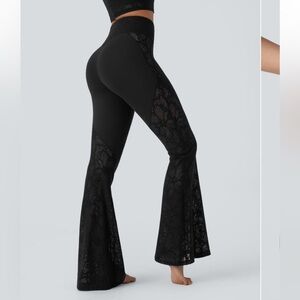 Halara SoftlyZero™ High Waisted Crossover Pocket Lace Flare Leggings Size M NWOT